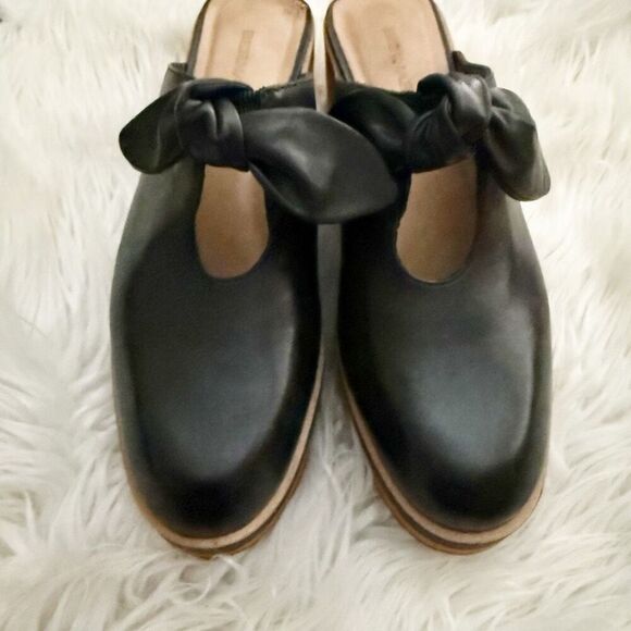 BERNARDO x NORDSTROM | Sadie Mule Clog Slide On Bow Clogs Black Brown | Size 9 - Picture 6 of 13